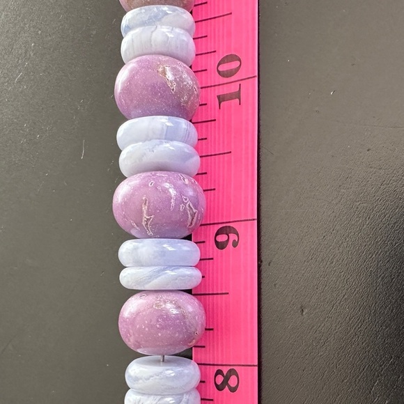 925 Silver 18" Phosphosiderite & Blue Lace Agate Beaded by Jay King - Picture 9 of 12